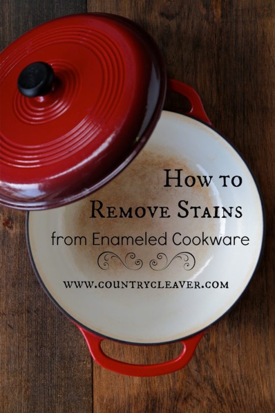 how to remove stains from enamel cookware