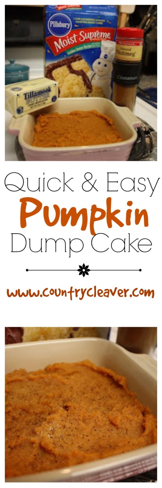 Quick and Easy Pumpkin Dump Cake - www.countrycleaver.com