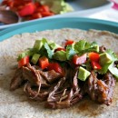 Low and Slow Dutch Oven Fajita open-faced on a plate
