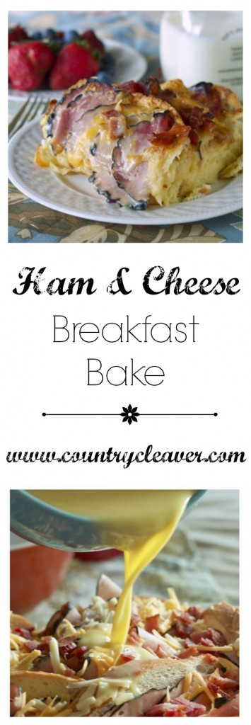 Overnight Ham and Cheese Breakfast Bake - www.countrycleaver.com Great for the holidays, or weekend brunch. Make it the night before and bake in the morning!