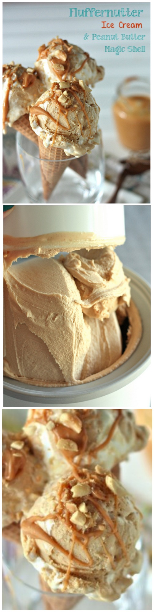 Fluffernutter Ice cream and 2-Ingredient Peanut Butter Magic Shell - www.countrycleaver.com