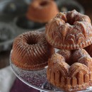 Brown Butter Mini Bundt cakes stacked on a plate