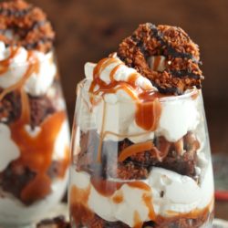 Samoas Brownie Parfait with Salted Caramel Sauce - www.countrycleaver.com