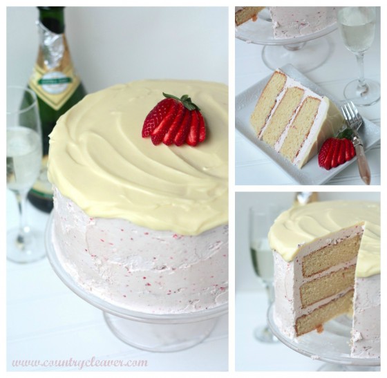 Strawberry Champagne Cake - www.countrycleaver.com
