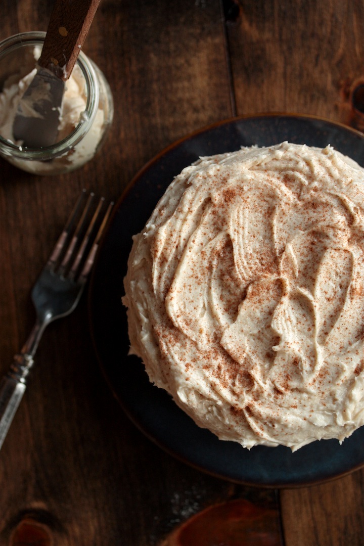 Pear Almond Cake with Cinnamon Brown Sugar Buttercream - www.countrycleaver.com