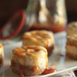 Mini Pear Cheesecakes with Caramel Drizzle