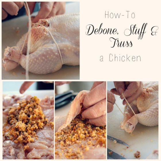 How to Stuff Debone and Truss a Chicken - www.countrycleaver.com with step by step photos and video