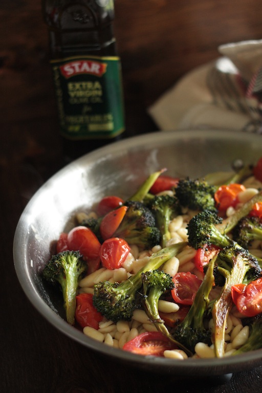 Roasted Broccoli and Tomato Summer Pasta Skillet