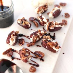Goat cheese stuffed dates with balsamic glaze