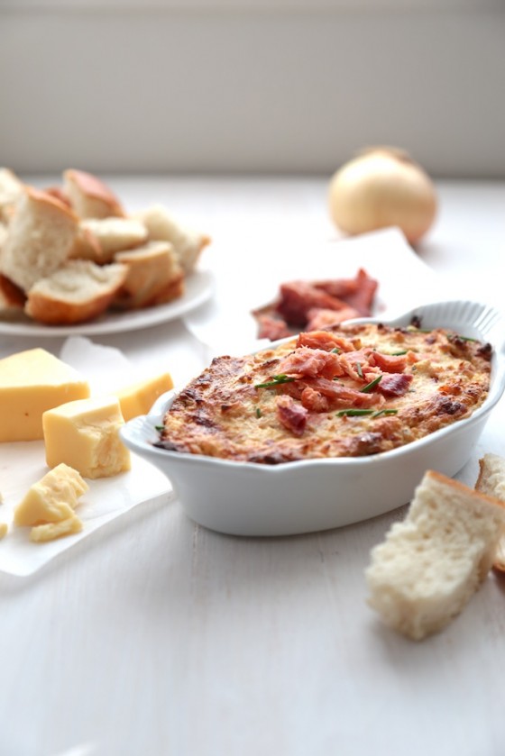Smoked Salmon dip with Gouda and Caramelized Onion - www.countrycleaver.com