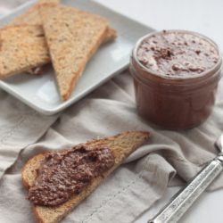 Roasted Chocolate Almond Butter spread on crackers