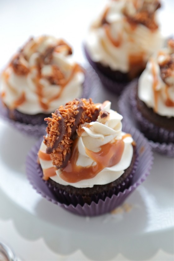 Samoas Cupcakes with Coconut Buttercream www.countrycleaver.com