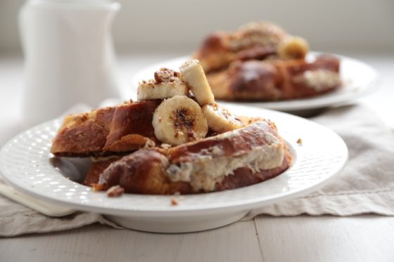Bourbon Banana Nut Stuffed French Toast - www.countrycleaver.com