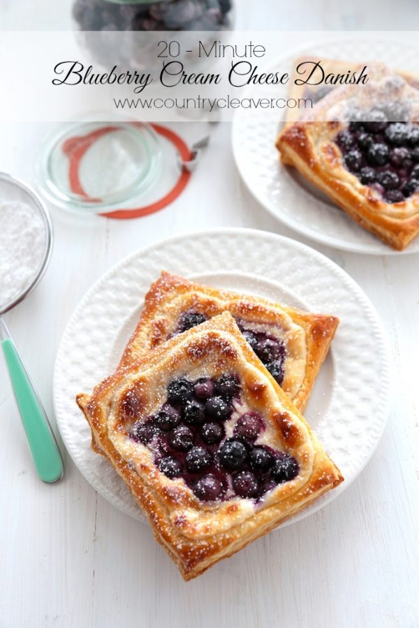 20 Minute Blueberry Cream Cheese Danishes - www.countrycleaver.com These are so simple for breakfast or a weekend brunch! Toast them in your toaster for a quick meal! 1.jpg