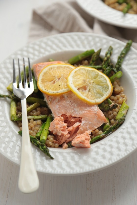 Wild Salmon with Cous Cous and Roasted Asparagus - www.countrycleaver.com