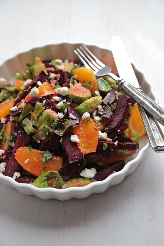 Roasted Beet and Brussels Sprout Citrus Salad - www.countrycleaver.com