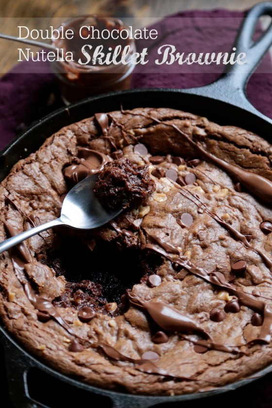 Double Chocolate Nutella Skillet Brownie - www.countrycleaver.com.jpg