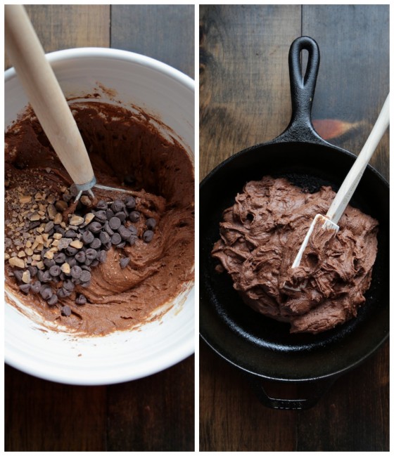 Double Chocolate Nutella Toffee Skillet Brownie - www.countrycleaver.com 3