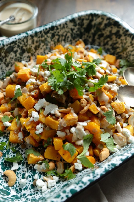 Butternut Squash and Lentil Salad with Peanut Sauce Dressing