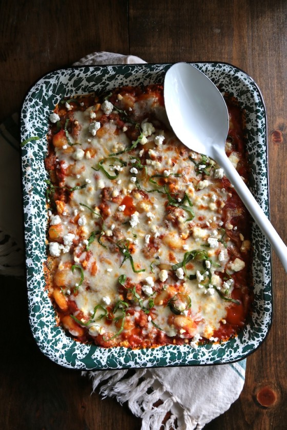 Pumpkin Sage and Sausage Baked Gnocchi - www.countrycleaver.com