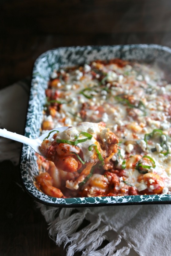 Pumpkin Sage and Sausage Baked Gnocchi - www.countrycleaver.com