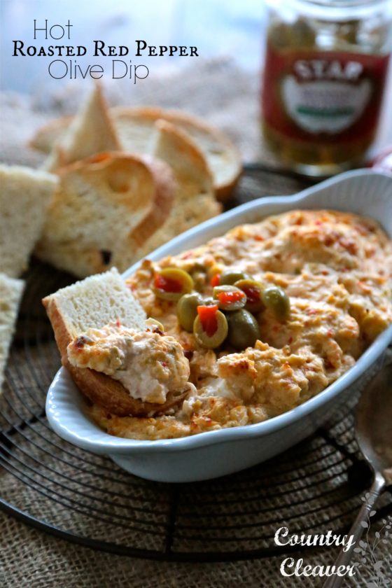 Hot Roasted Red Pepper Olive Dip - www.countrycleaver.com