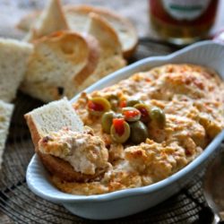 Hot Roasted Red Pepper Olive Dip - www.countrycleaver.com