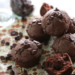 Black Forest Double Chocolate Chunk Muffins - www.countrycleaver.com