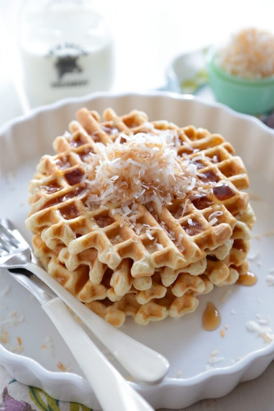 Toasted Coconut Buttermilk Waffle - www.countrycleaver.com