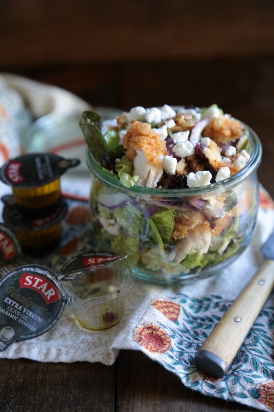 Crispy Chicken Goat Cheese and Cherry Salad - www.countrycleaver.com