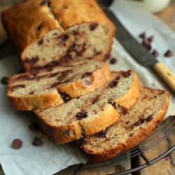 {Sour Cream Chocolate Chip Banana Bread} - www.countrycleaver.com Extra chocolatey, super tender, and your mama will be asking YOU for the recipe!!