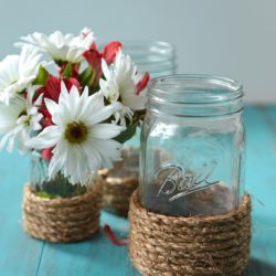 DIY Nautical Mason Jar Vases - Perfect for budget friendly decorating! www.countrycleaver.com