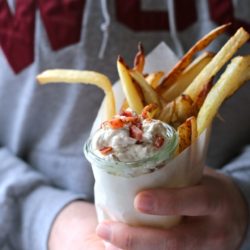 Homemade Oven Fries with Bacon and Blue Cheese Whipped Dip - www.countrycleaver.com
