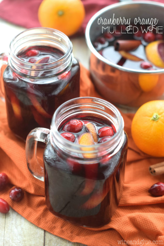 Cranberry Orange Mulled Wine- 25 Cold Weather Inspired Cocktails to Keep You WARM!