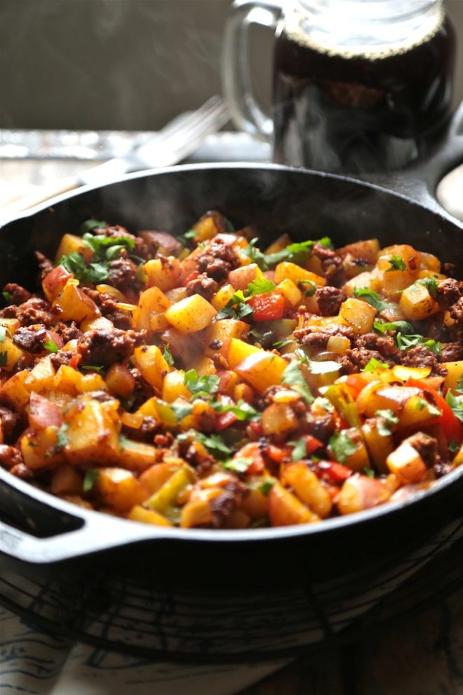 Cowboy Skillet Hash for TWO!! This is a great one skillet breakfast made just for TWO!