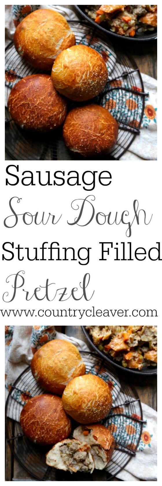 Sausage Sour Dough Stuffing Filled Pretzel