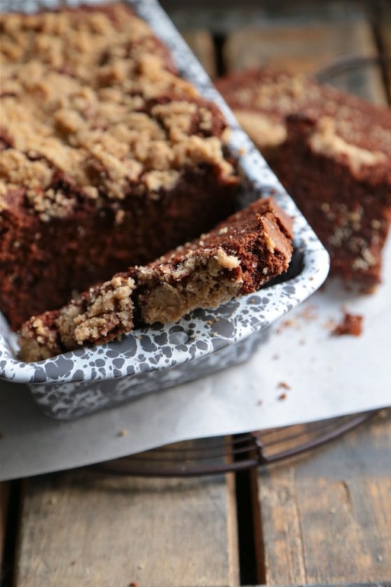 Double Chocolate Chip Gingerbread Streusel Pound Cake - www.countrycleaver.com