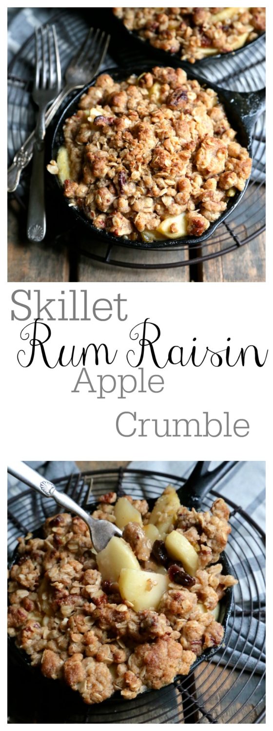 Skillet Rum Raisin Apple Crumble - www.countrycleaver.com