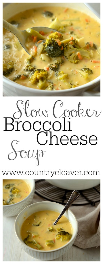 Slow Cooker Broccoli Cheese Soup - www.countrycleaver.com