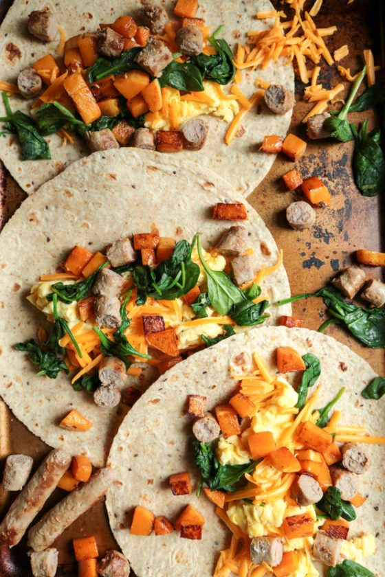 Butternut Squash Breakfast Wraps - And Instructions for Freezing and Reheating in a SNAP! - www.countrycleaver.com