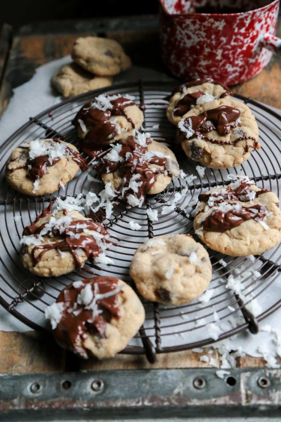 Chocolate Chip Coconut Peanut Butter Cookies - The holy trinity and the most INSANE peanut butter cookie EVER!! - www.countrycleaver.com