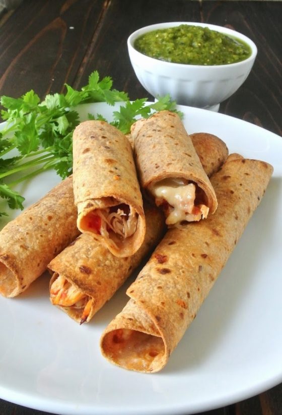 Shredded Chicken Baked Taquitos-- www.countrycleaver.com