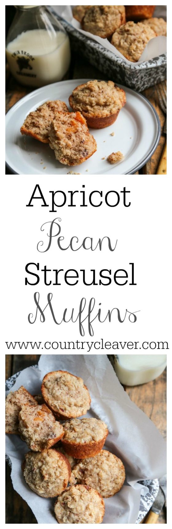 Apricot Pecan Streusel Muffins--www.countrycleaver.com