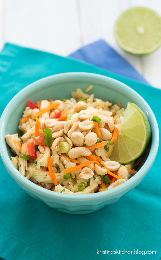 Chicken and Rice Salad with Ginger Sesame Dressing--www.countrycleaver.com