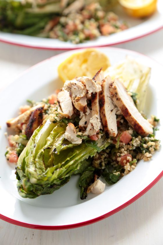 Grilled Chicken Caesar Tabbouleh Salad - So many flavors, and so easy for a spring and summer meal! 
