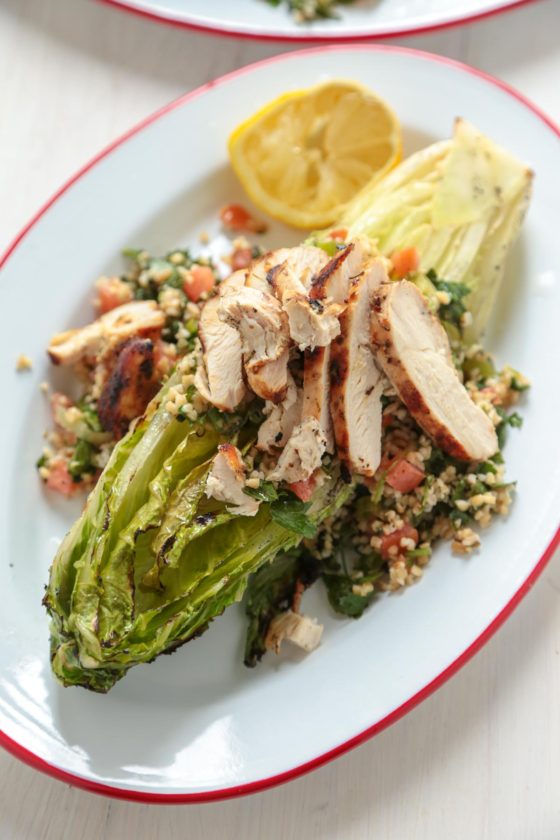 Grilled Chicken Caesar Tabbouleh Salad - So many flavors, and so easy for a spring and summer meal! 