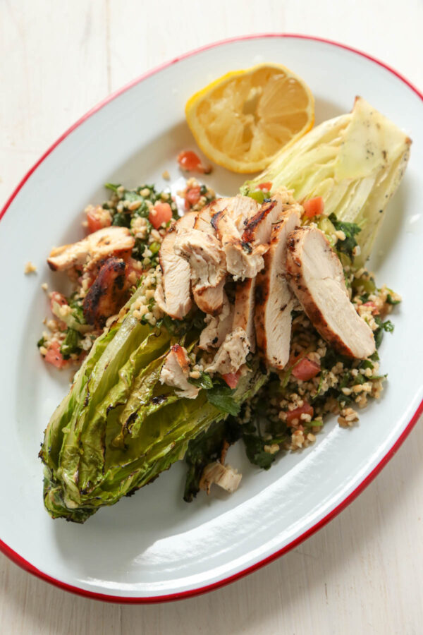 Grilled Chicken Caesar Tabbouleh Salad - So many flavors, and so easy for a spring and summer meal!