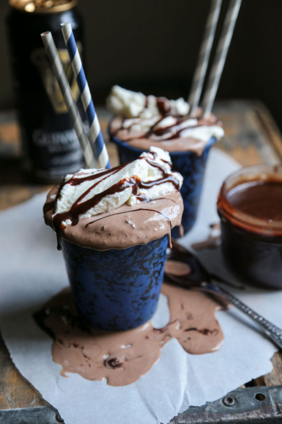 Nutella Guinness Stout Chocolate Milkshake with Hot Fudge Sauce - Obviously 
