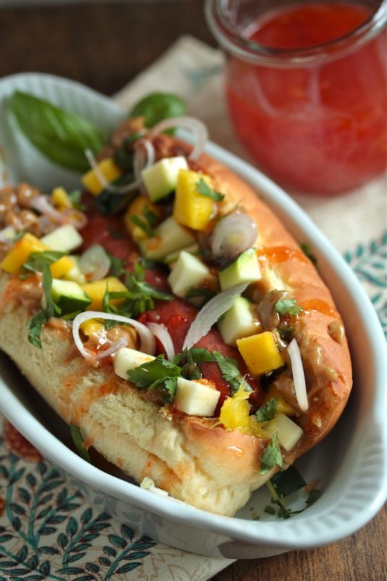 Sweet and Spicy Thai Chili Peanut Hot Dog - www.countrycleaver.com
