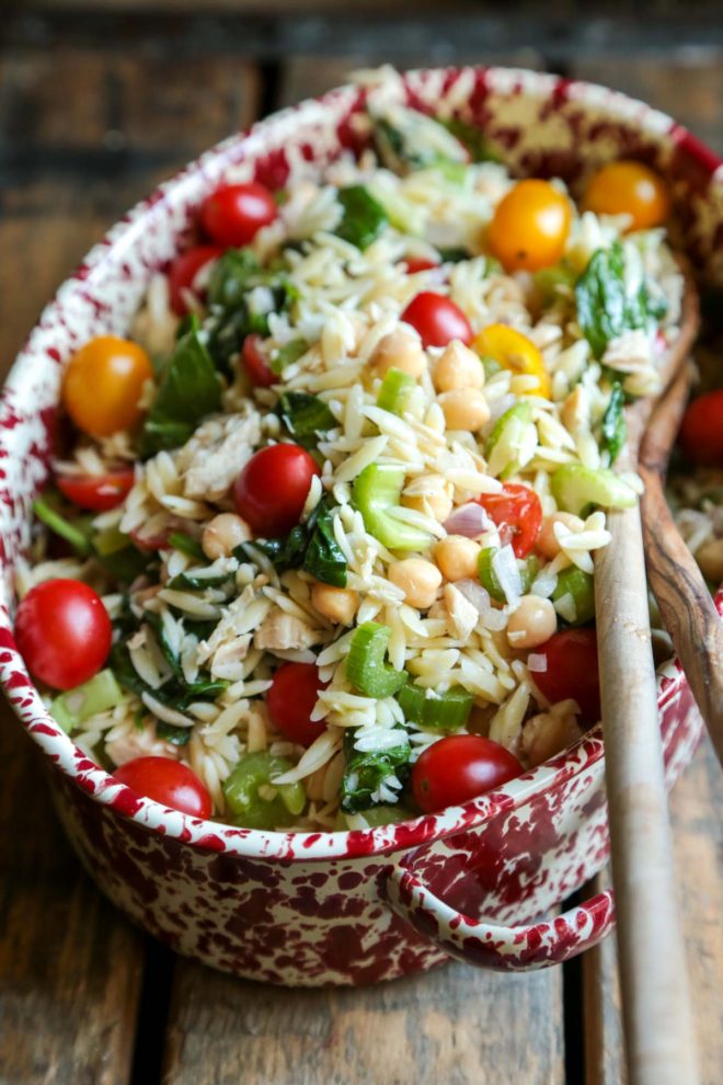 Tuna and Orzo Pasta Salad - One bowl is all you need for this beauty!! And it's HEALTHY!